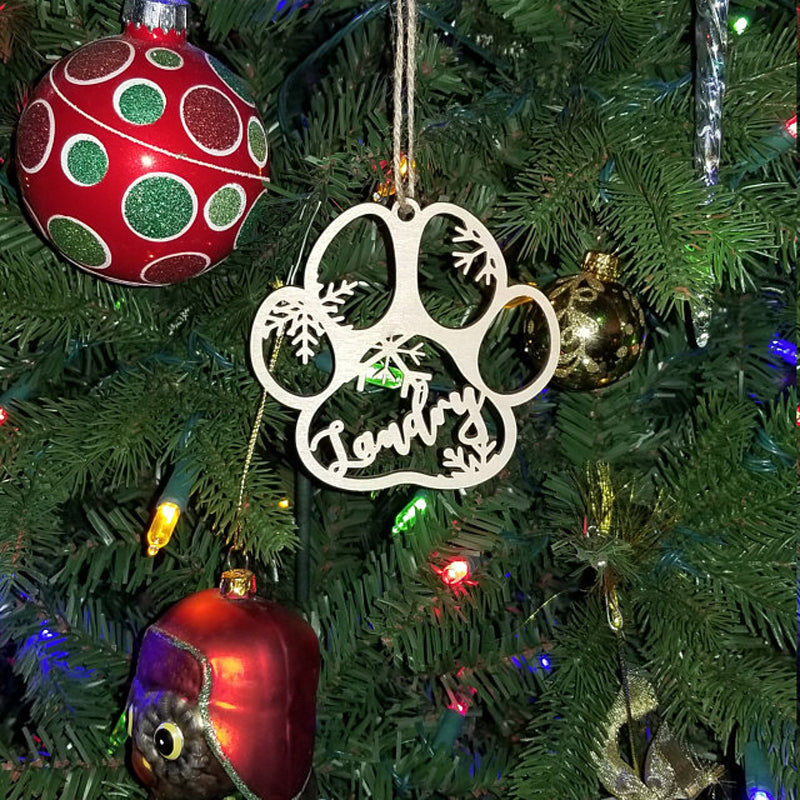 Personalized Dog Name Paw Christmas Decorations