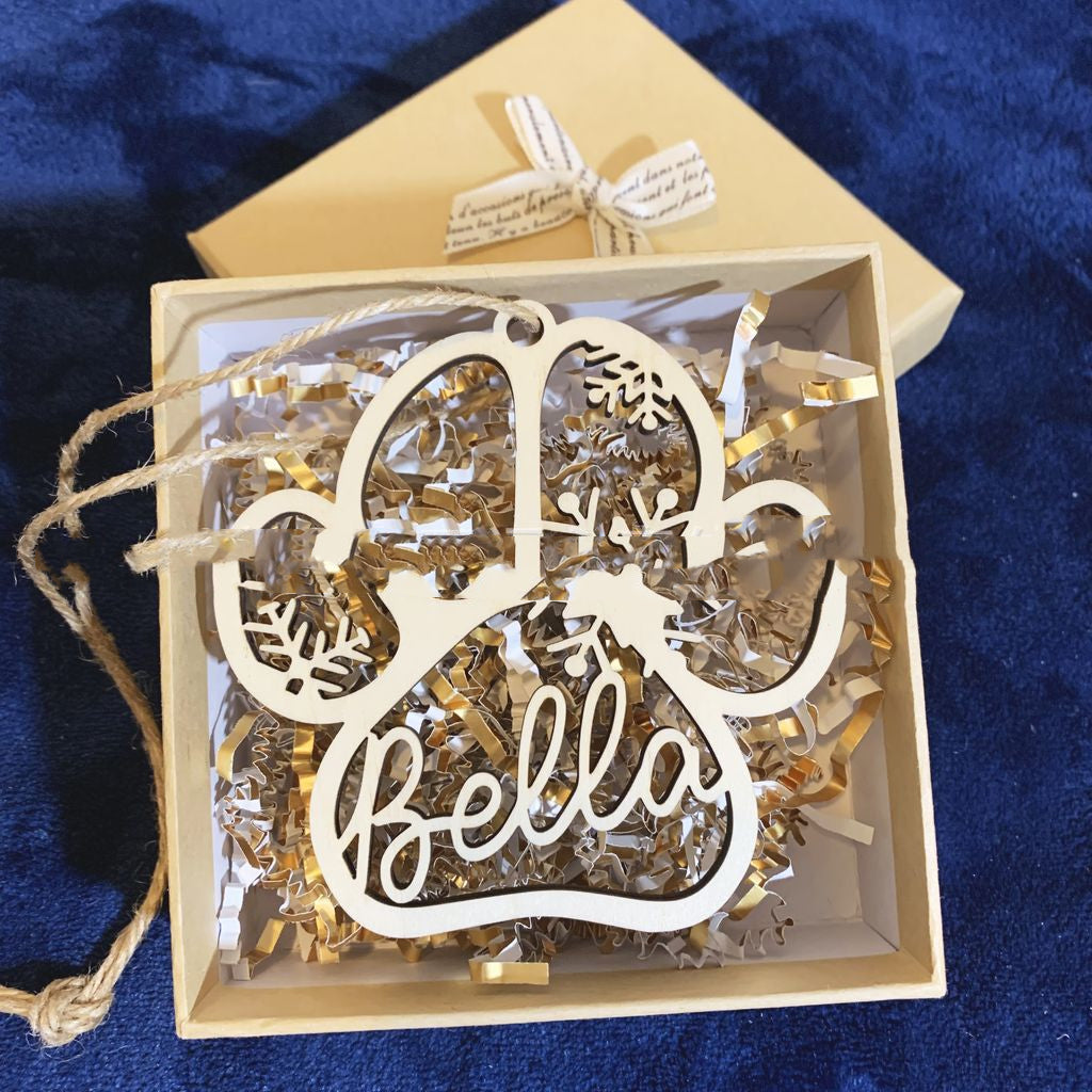 Personalized Dog Name Paw Christmas Decorations