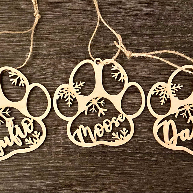 Personalized Dog Name Paw Christmas Decorations