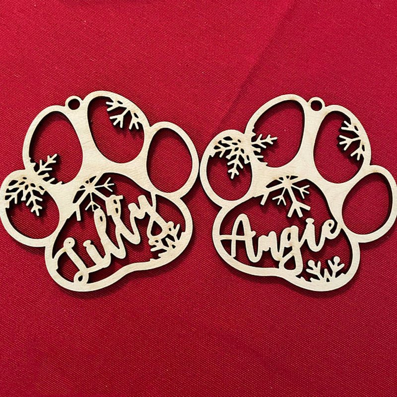 Personalized Dog Name Paw Christmas Decorations