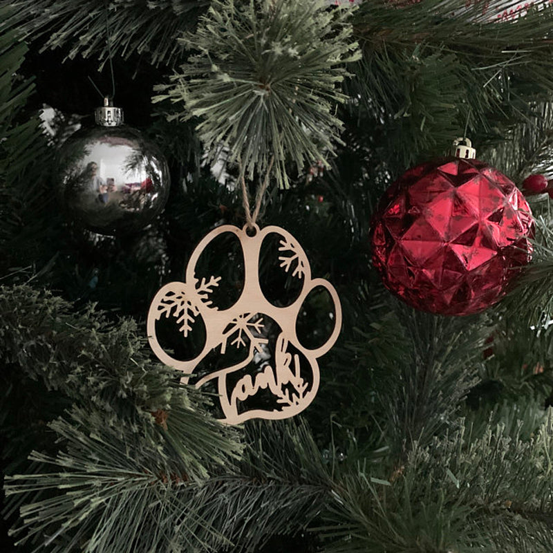 Personalized Dog Name Paw Christmas Decorations